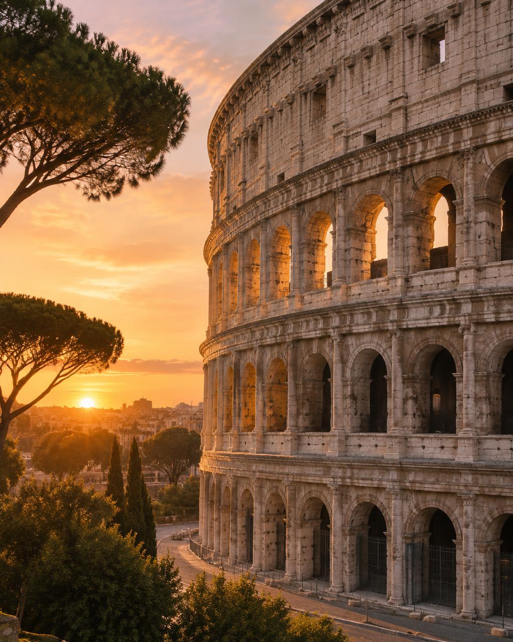 Il Colosseo al tramonto, a pochi minuti dalle nostre strutture